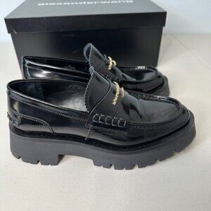 Alexander Wang Carter Lug Loafers Size 38 Black Patent Leather